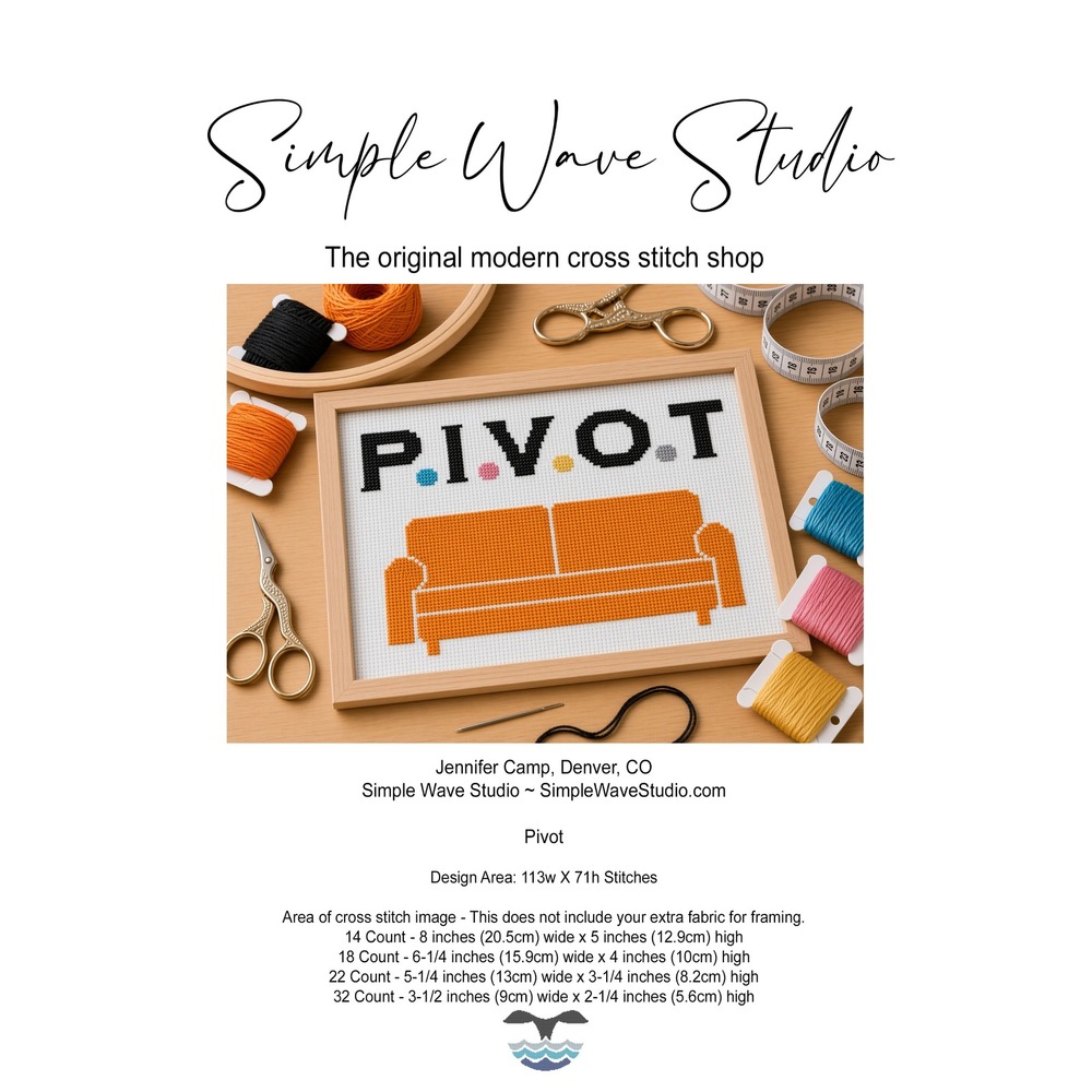 Pivot Friends Cross Stitch Pattern Orange Sofa Sitcom Pop Culture DIY